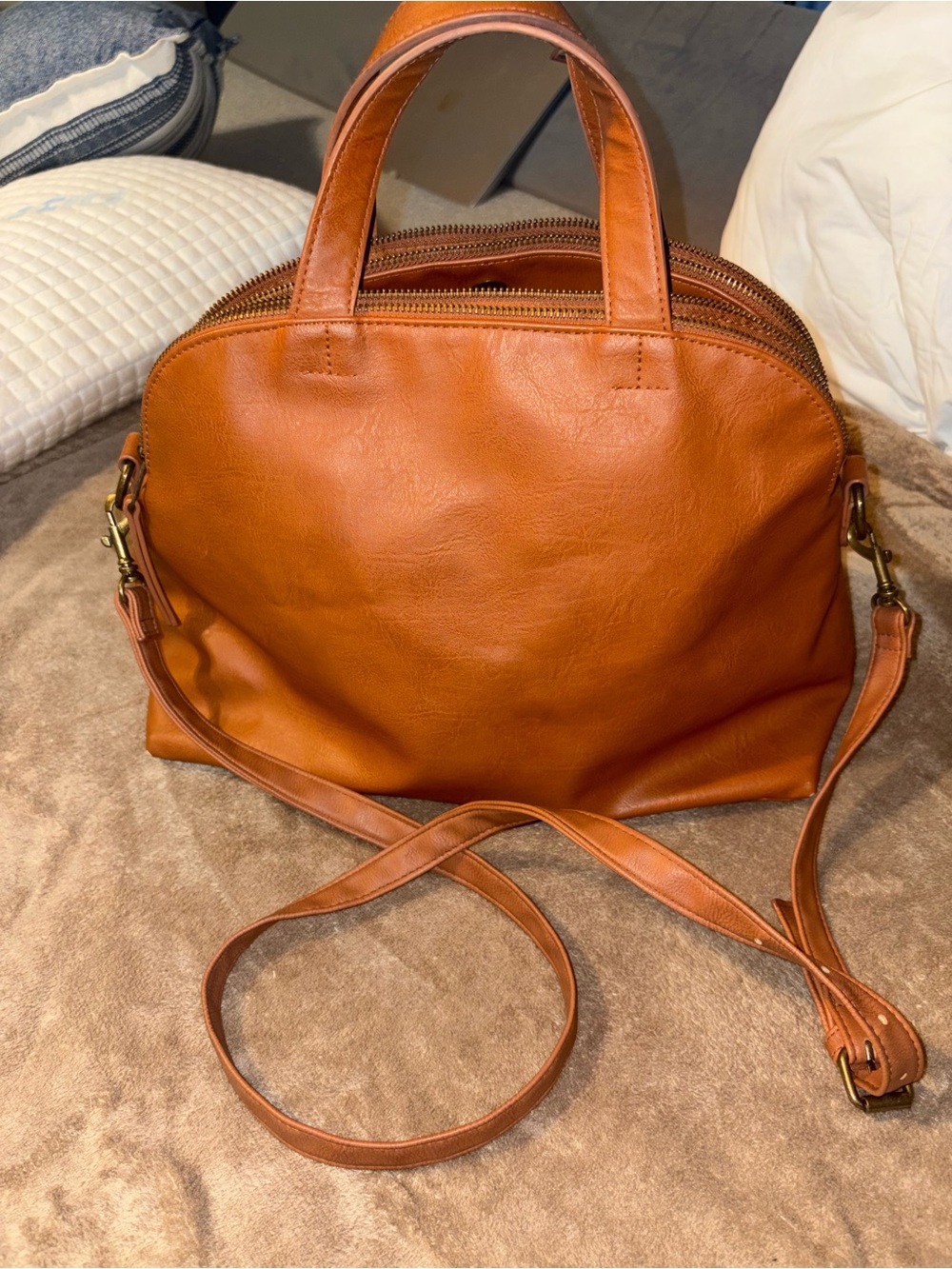 Universal Thread Tan Leather Crossbody Satchel